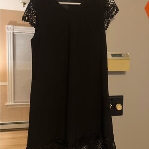 Chic Black Crochet Sleeve Mini Dress